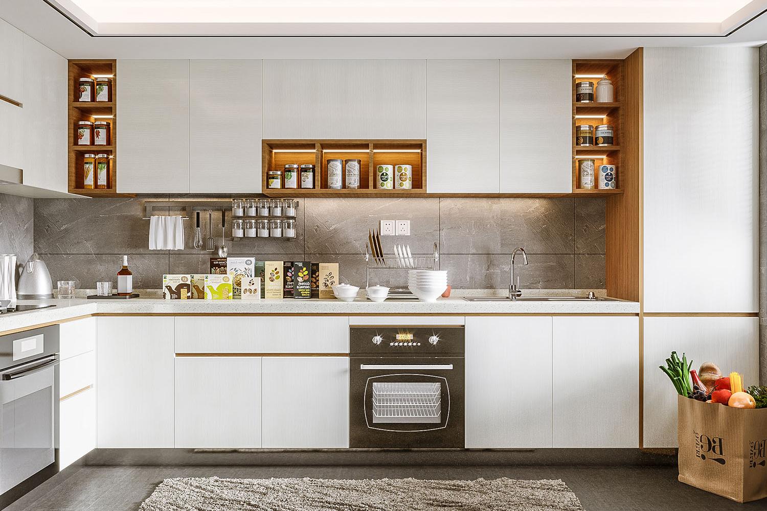 Modern White Kitchen Cabinets High Gloss Lacquer Finish