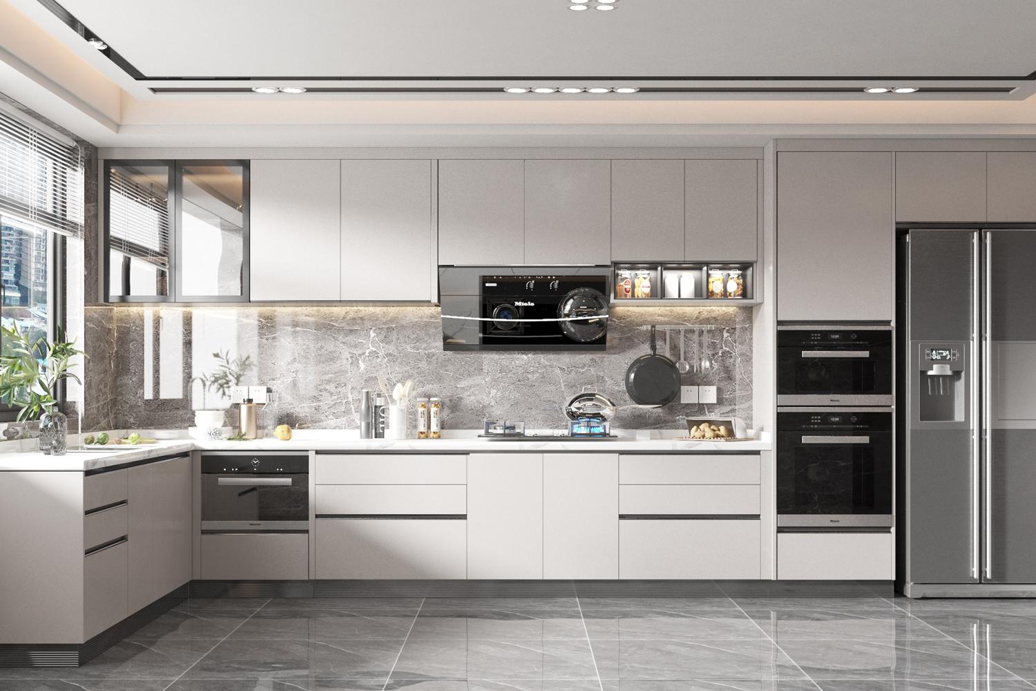 Custom Kitchen Cabinets L-shaped with Durability High Quality Design
