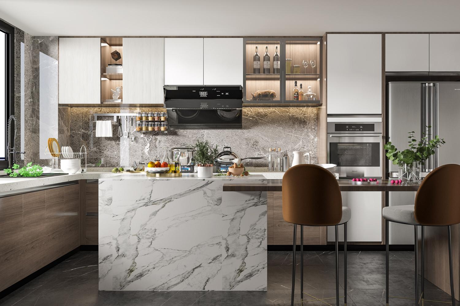 Custom Kitchen Cabinets Modern Elegant Design with Island