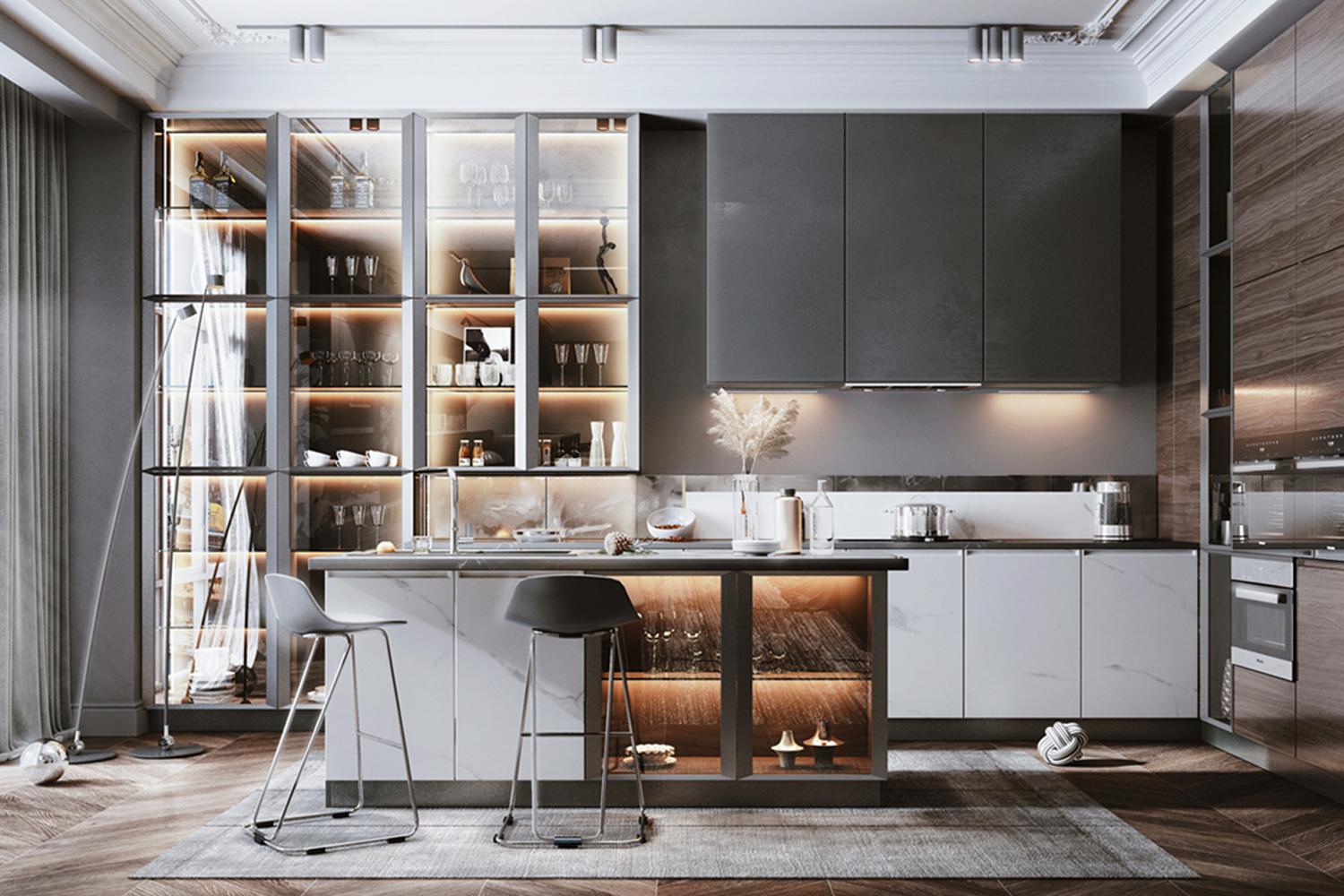 Kitchen Cabinets Smooth Lacquer Finish Eco-friendly Custom for Home