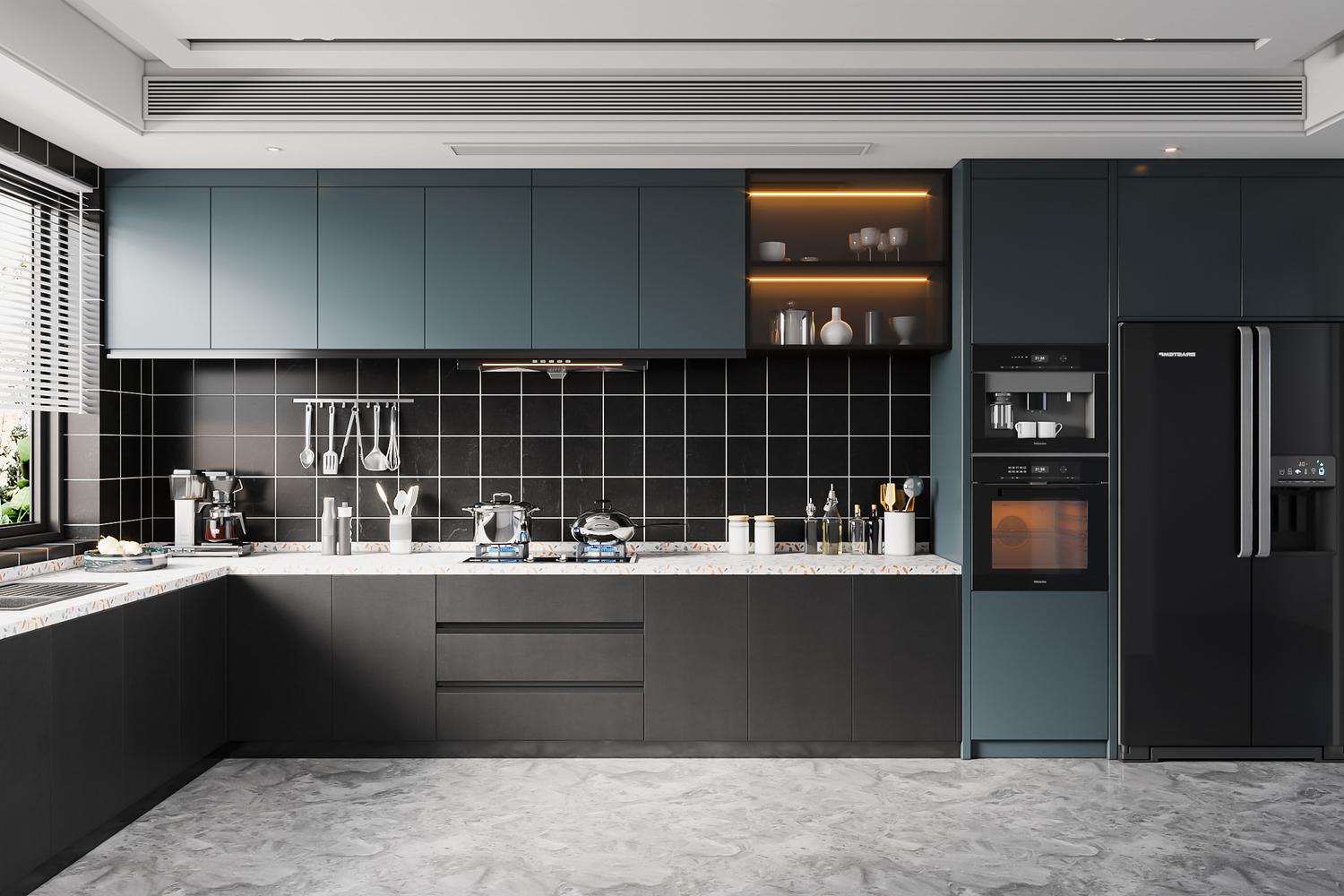 Modern Kitchen Cabinet Custom Lacquer Finish Eco-friendly