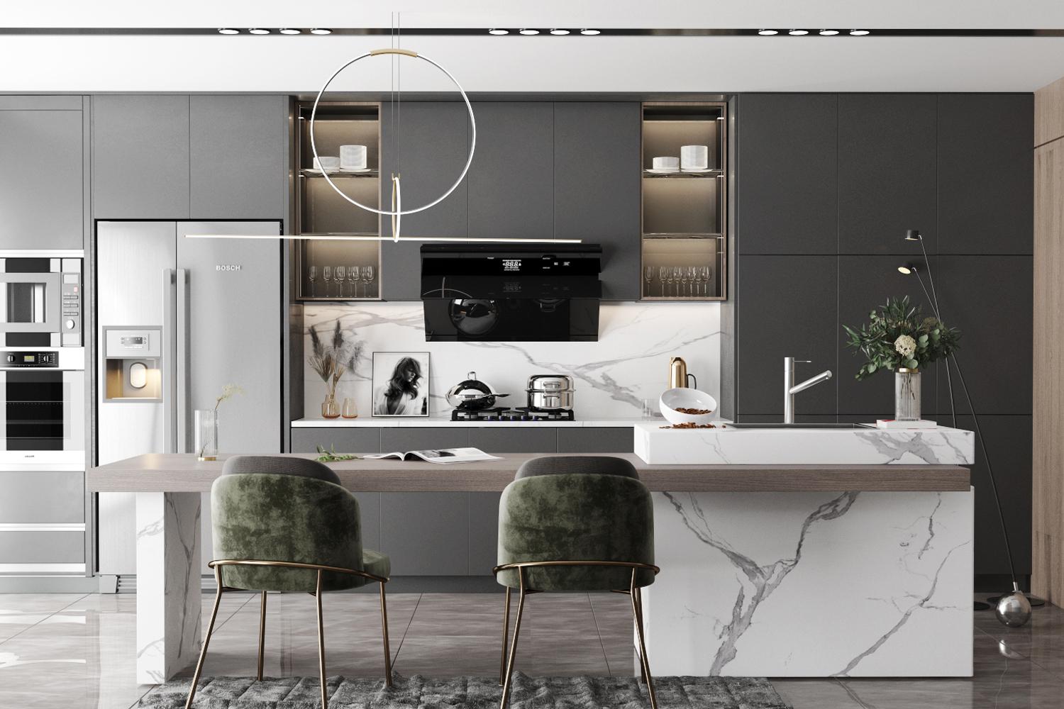Custom Kitchen Cabinets Matte Smooth Lacquer Finish Modern Look