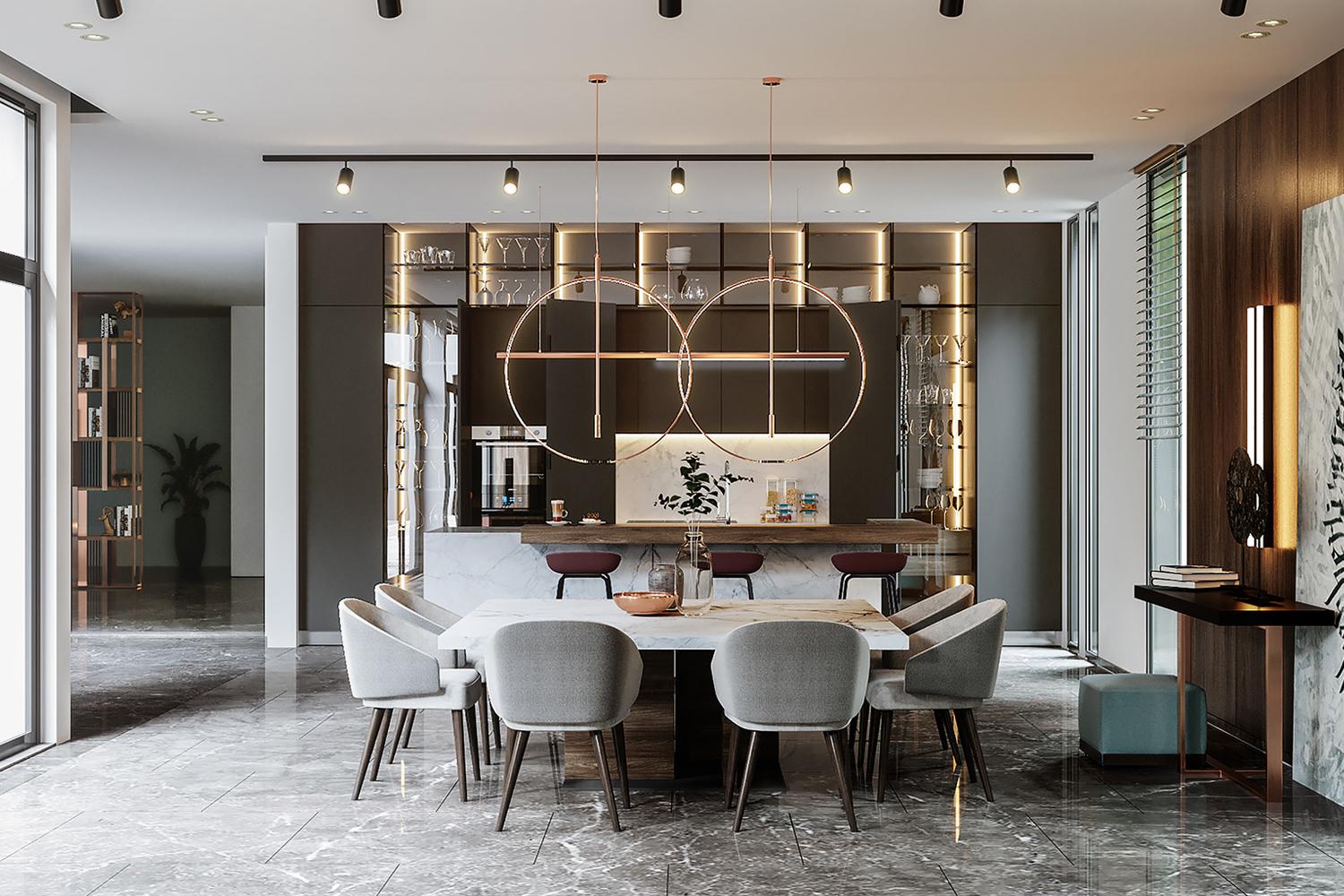 Modern Kitchen Cabinets High Gloss Lacquer and Luxury Accents Custom