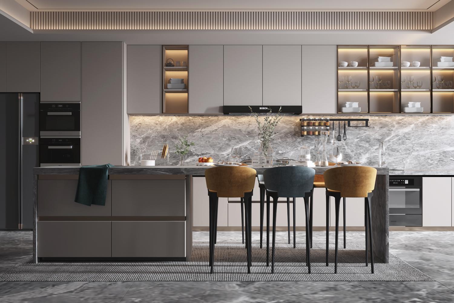 Kitchen Cabinets Modern Home Design Customized Lacquer Finish Functional Cabinet