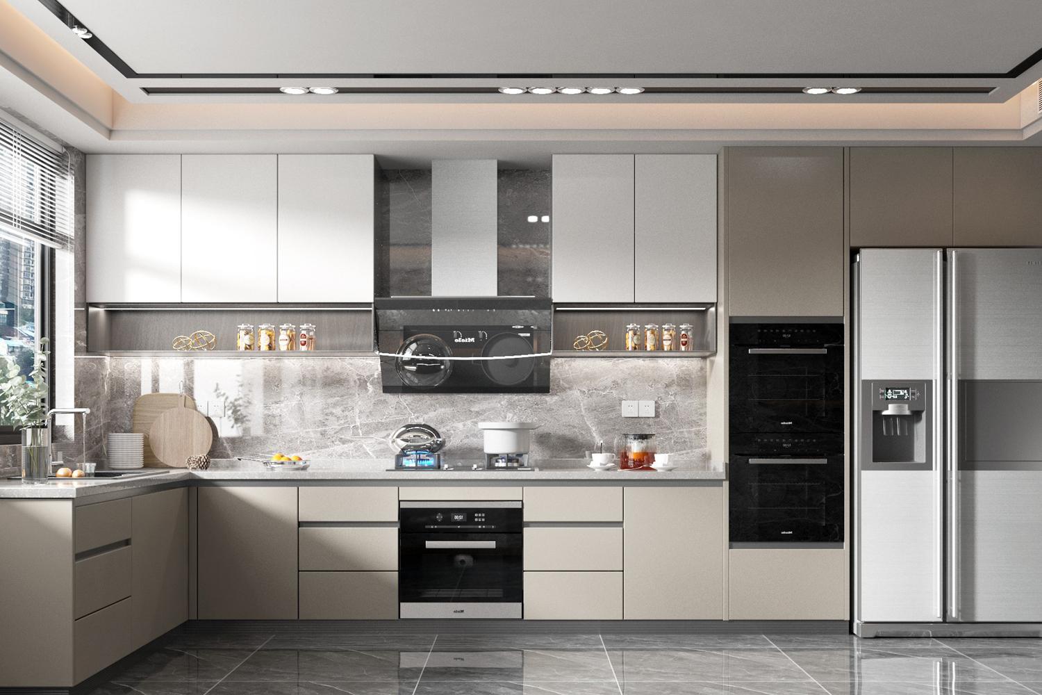Kitchen Cabinets with Island Modern Layout Custom Lacquer Finish Kitchen Set