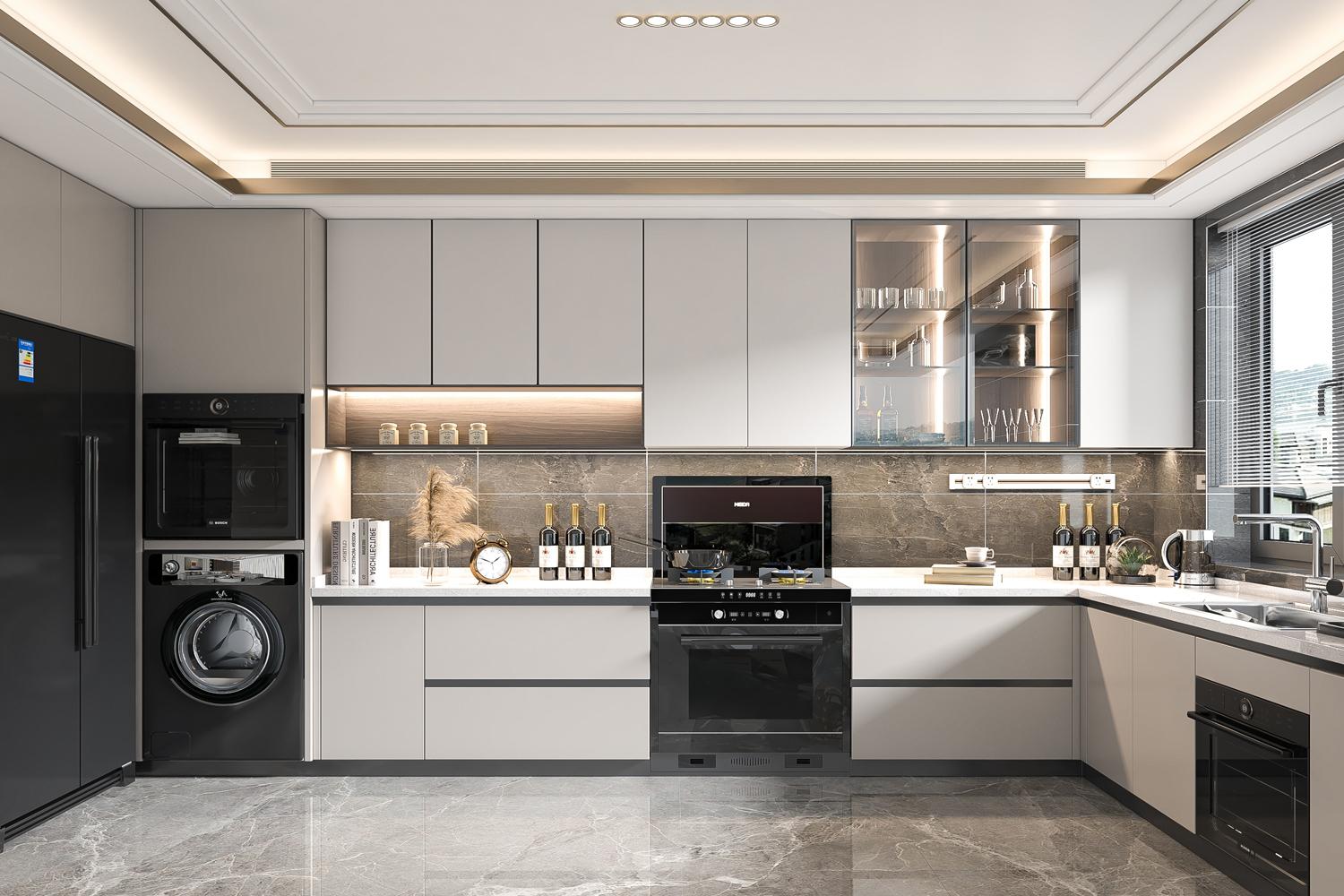 Kitchen Cabinet Scratch-resistant Lacquer Finish Elegant Look Durable Kitchen Set