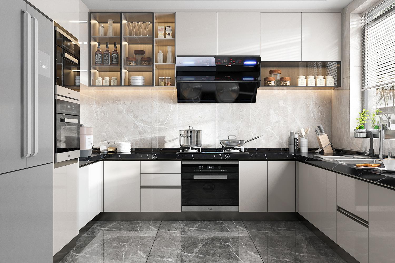 Kitchen Cabinet Subtle Elegant Smooth Lacquer Finish Modern Kitchen Set