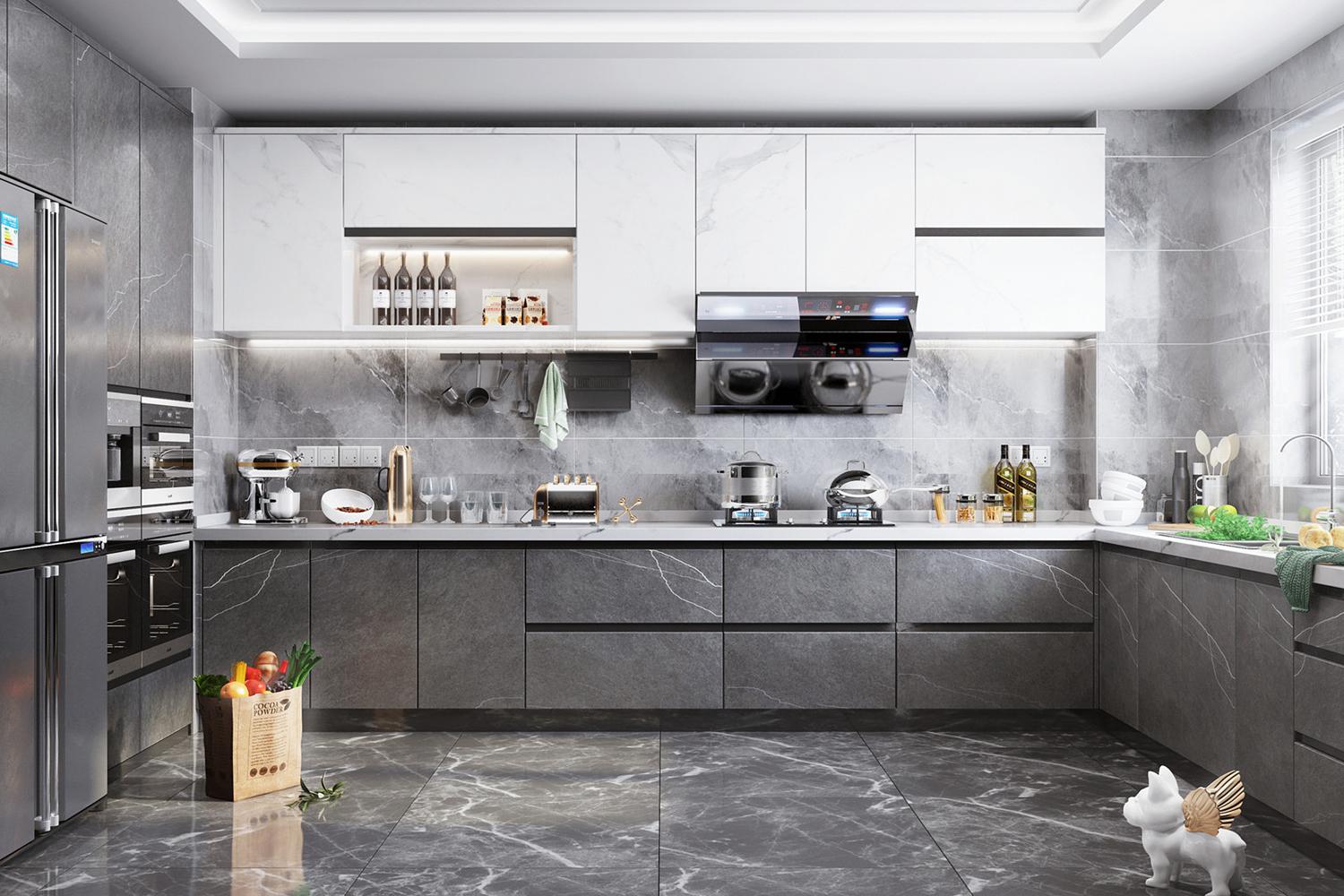 Kitchen Cabinet Custom Lacquer Finish Modern Layout Durable Cabinet
