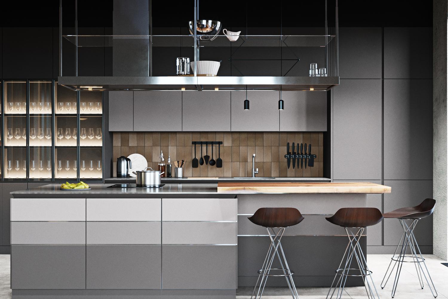 Kitchen Cabinet Matte Lacquer Finish Modern Style Durable Kitchen Cupboard