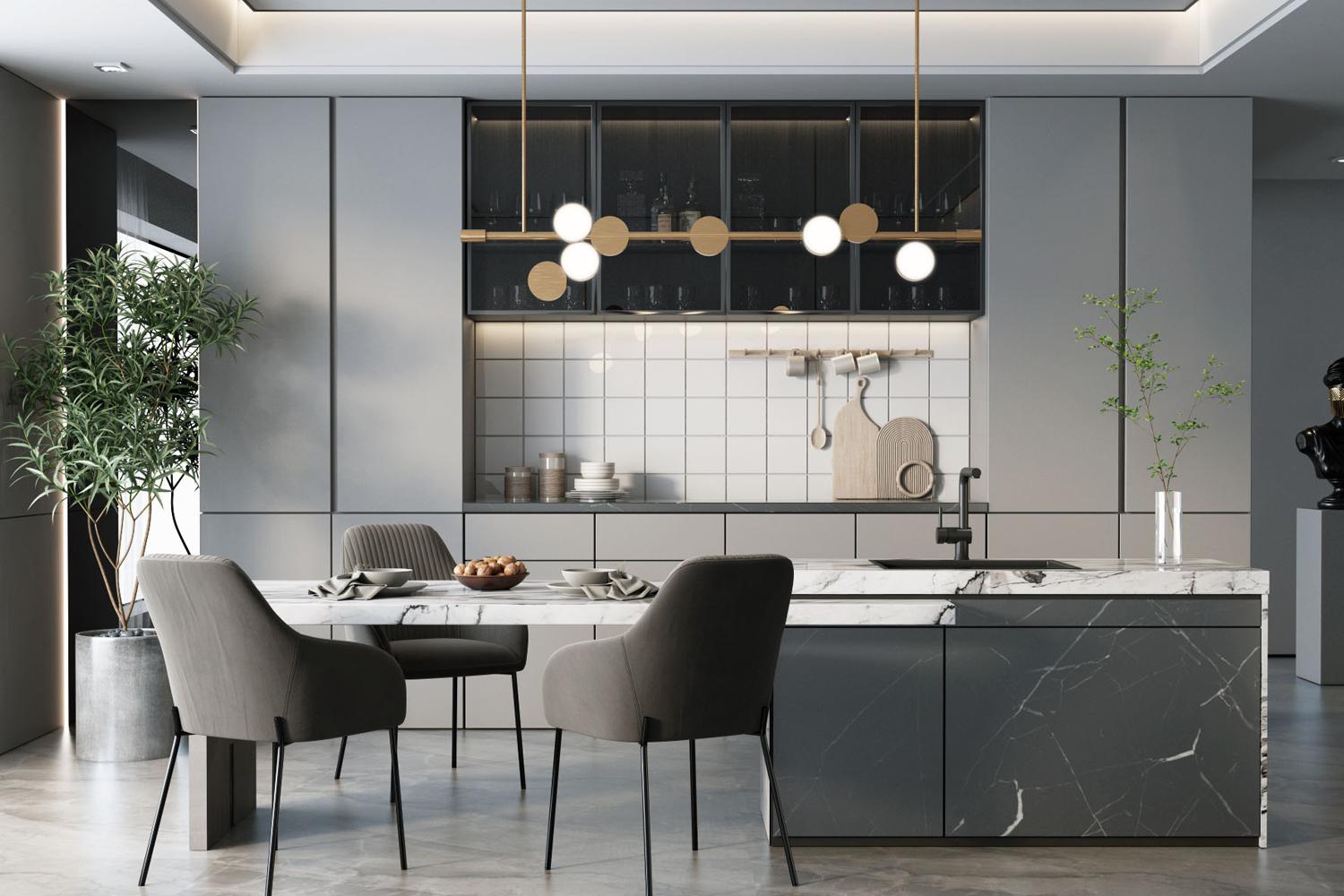 Kitchen Cabinets High Gloss Vibrant Modern Design Customized Cupboard