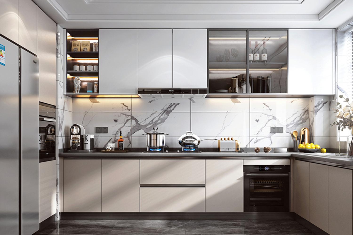Modern Kitchen Cabinets U-shaped Lacquer Cupboard Sophisticated Look