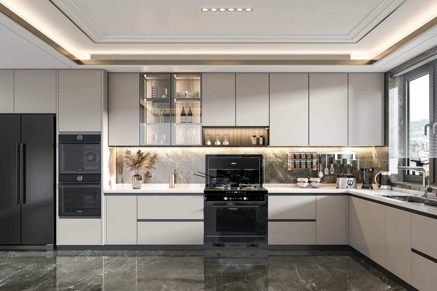 Custom Kitchen Cabinets with Light Lacquer Finish Contemporary Design