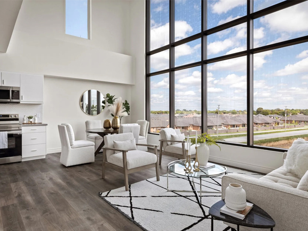 Project case image for the LaSalle Situats apartment project in Canada. The image features a stylish living room with modern furnishings, soft lighting, and a neutral color palette. The spacious layout creates a welcoming and comfortable atmosphere, blending contemporary design with functional elegance for a relaxed living experience.