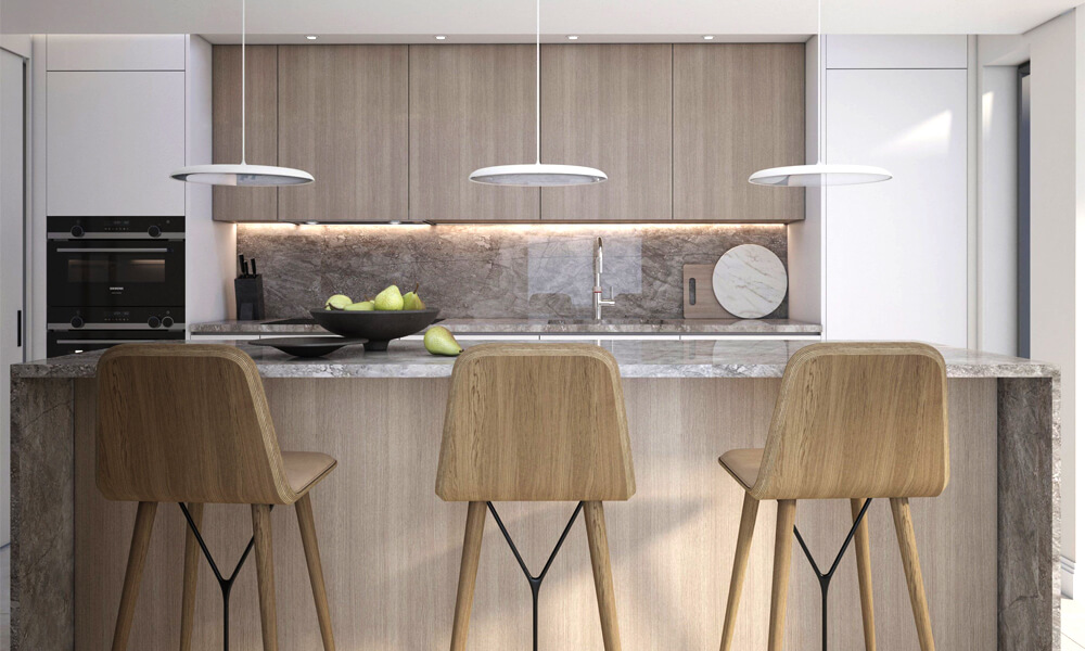 Modern Kitchen Cabinets Textured Veneer Finish Spacious Storage Adjustable Cabinet Durable Material for Minimalist Kitchens