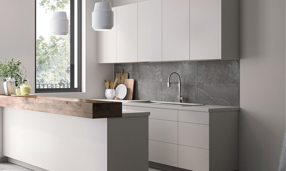 Kitchen Cabinet with Island White Lacquer Finish Eco-friendly Material Luxurious Design Plywood Cabinets for Cozy Homes