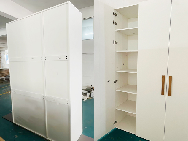 Project case image for the KI Resort Apartments project in Mauritius. The image features a modern wardrobe display with clean lines, sleek finishes, and ample storage space. The design combines both functionality and elegance, offering a contemporary storage solution that complements the resort-inspired style of the apartment.