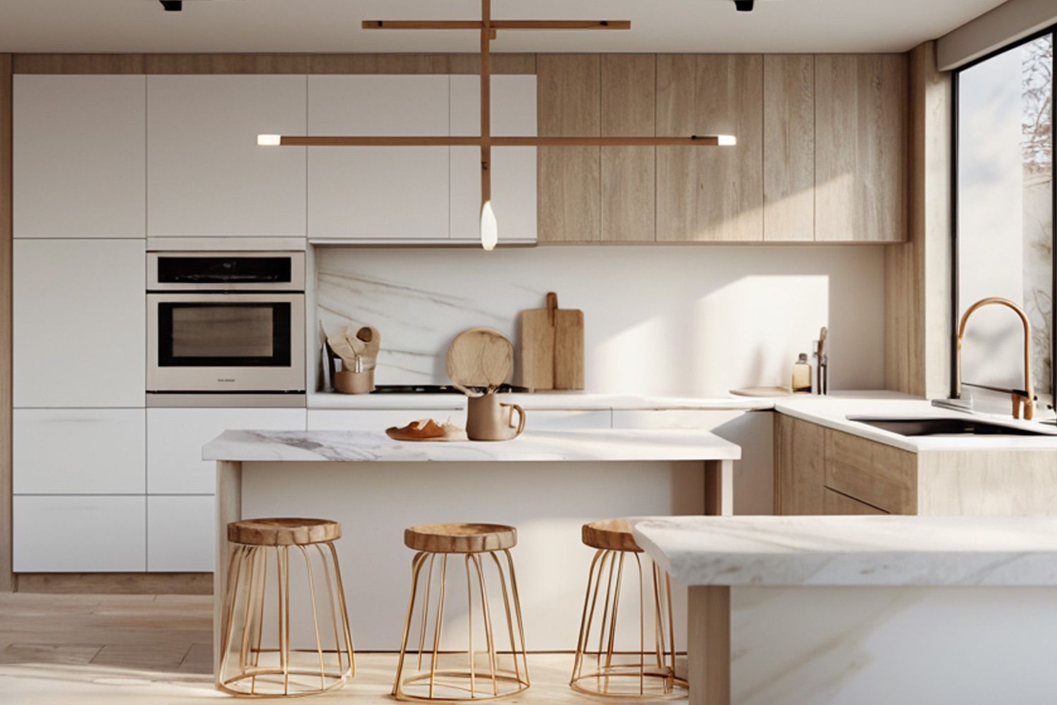 Kitchen Cabinet with Island Sleek Clean Finish Functional Design Modern Cupboard