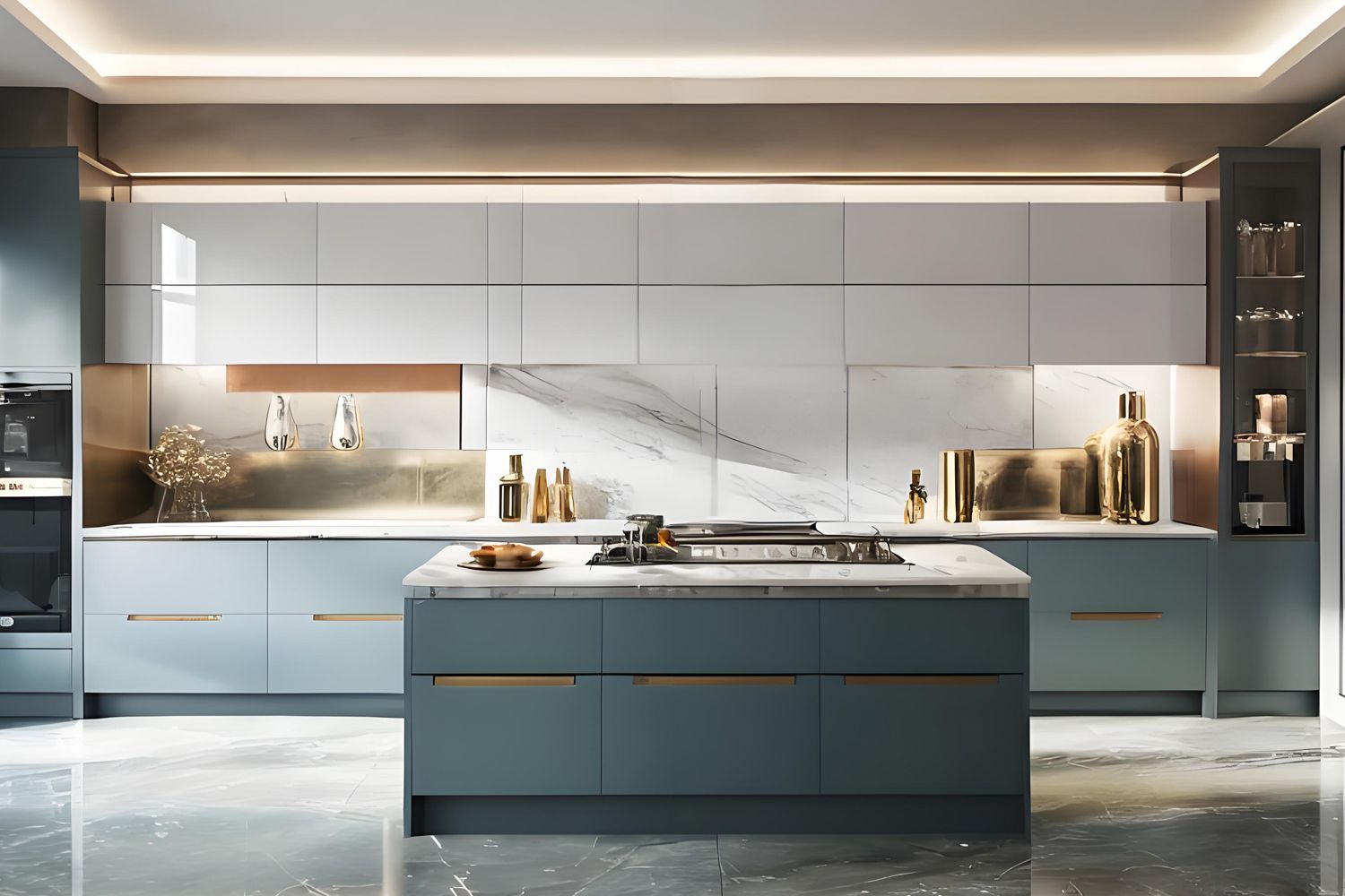Modern Kitchen Cabinets High Gloss Lacquer Finish Adjustable Design Cabinet Set