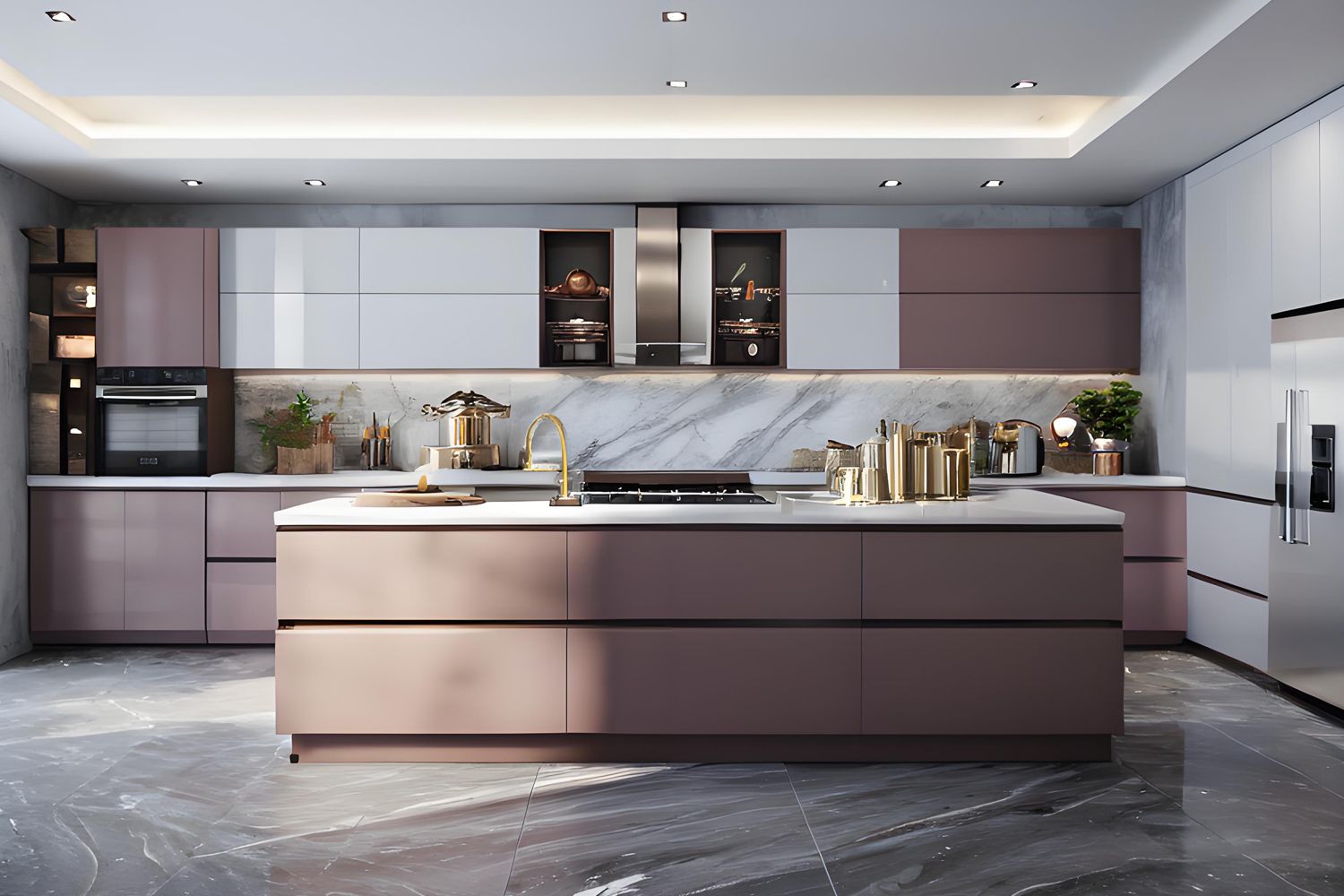 Kitchen Cabinets Modern Style Matte Lacquer Finish High End Cupboard