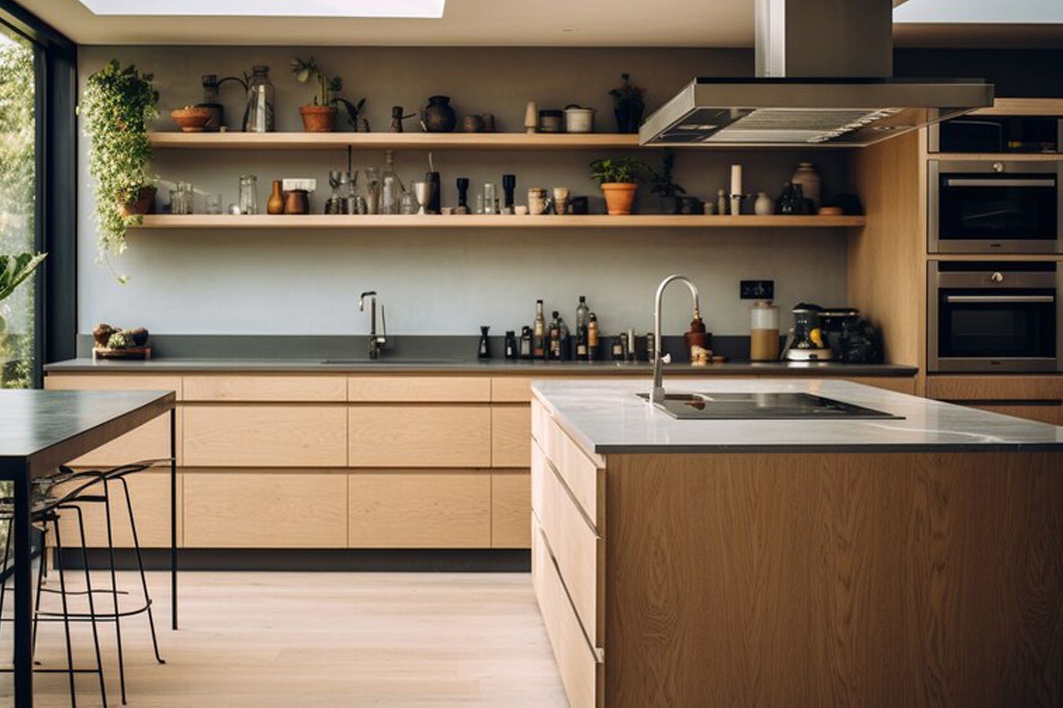 Kitchen Cabinets Premium Natural Style Smooth Veneer Finish Modern Design Cabinet