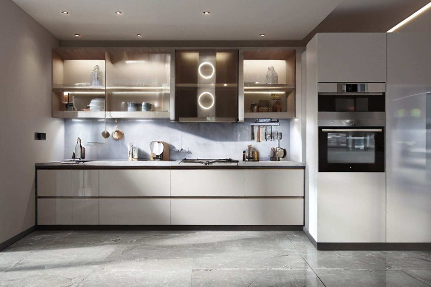 Modern Kitchen Cabinet High Glossy Lacquer Finish Long-lasting Kitchen Unit