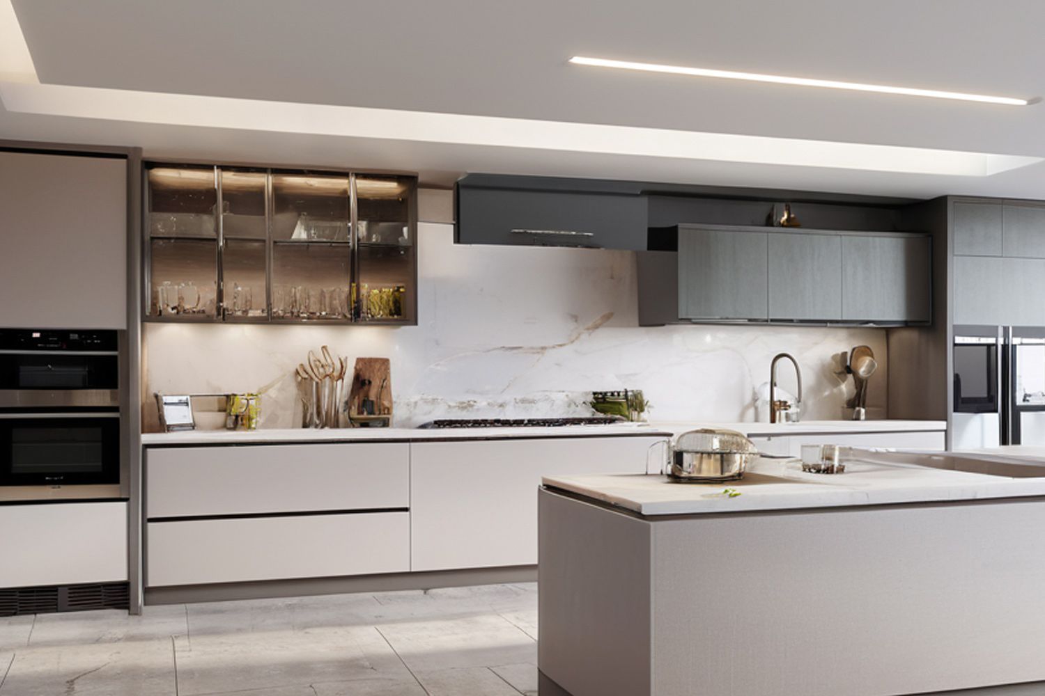 Kitchen Cabinet Modern Design High End Bright Lacquer Clean Kitchen Cupboard