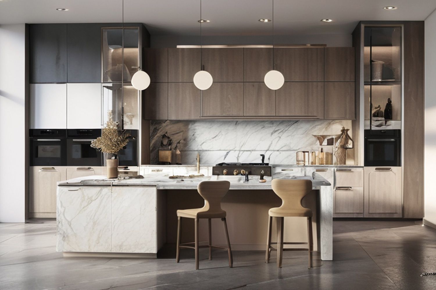 Kitchen Cabinets Elegant Veneer Finish Sleek & Eco-friendly Modern Cabinet