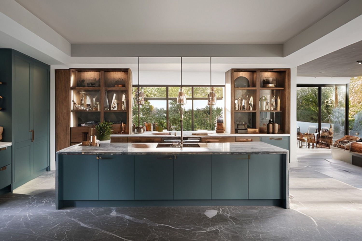 Modern Kitchen Cabinet with Island Stylish Lacquer Finish Customized Kitchen Cabinet