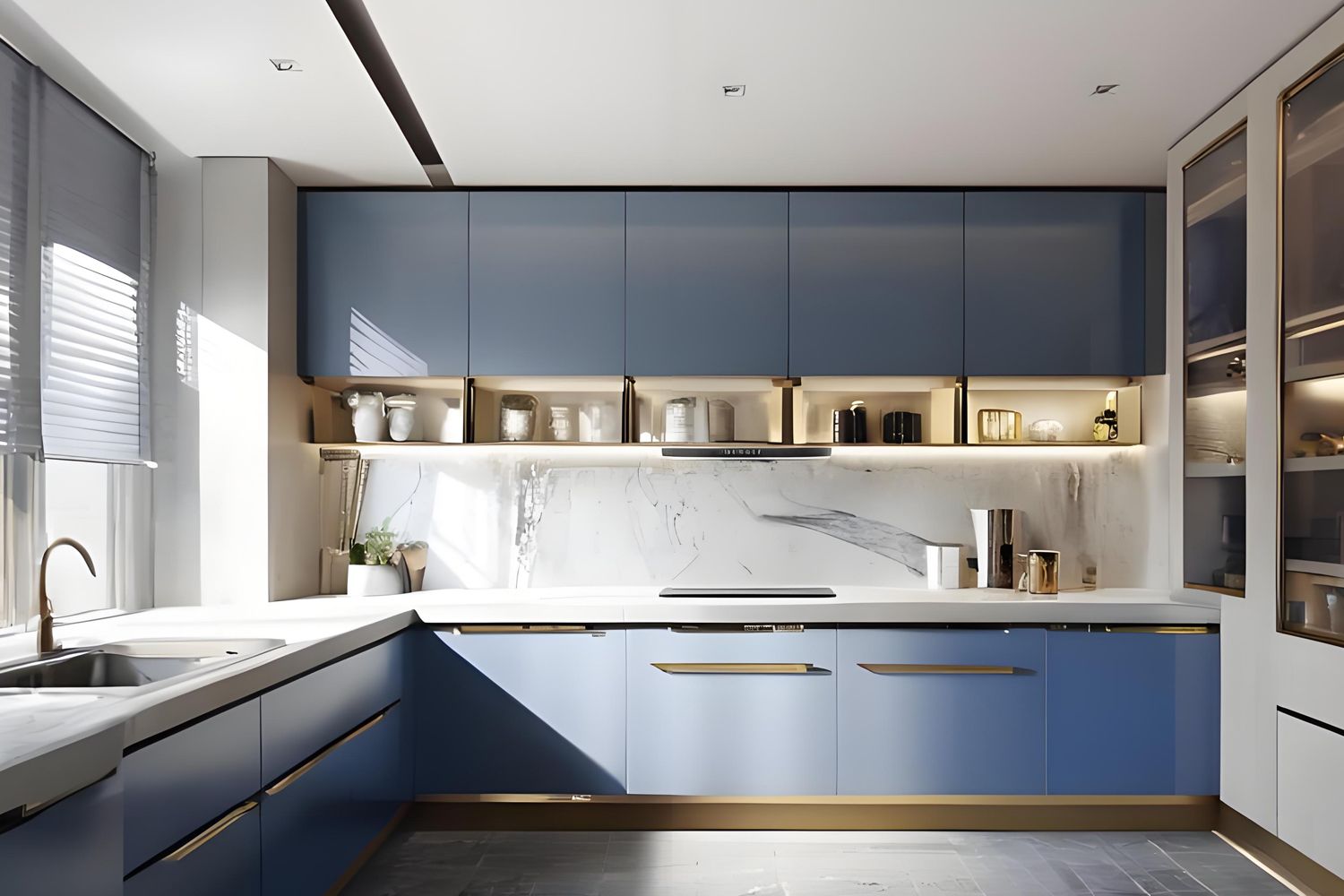 Modern Kitchen Cabinet for Home Customized Design Light Lacquer Finish Cabinet