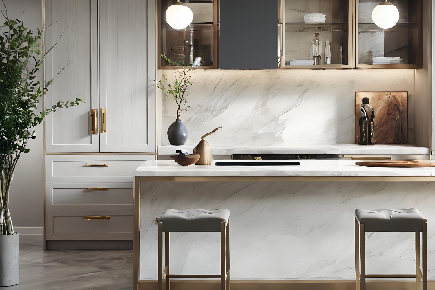 Modern Kitchen Cabinet Elegant Design High-Gloss Lacquer Cabinets Eco-Friendly