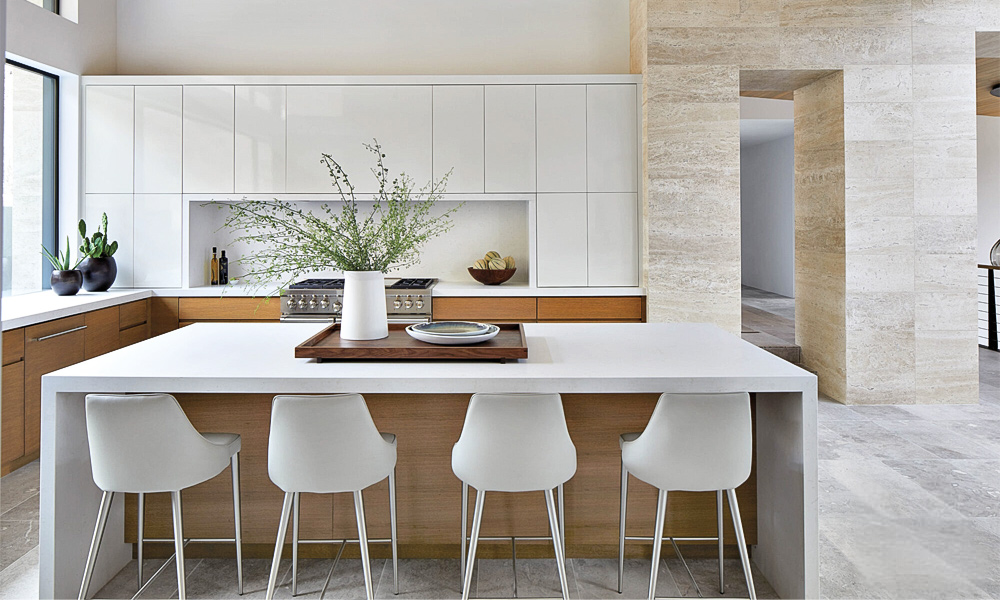 Kitchen Cabinet with Island Stylish Veneer Finish Modern Style Moisture-proof No-Slam Drawers Durable for Urban Homes
