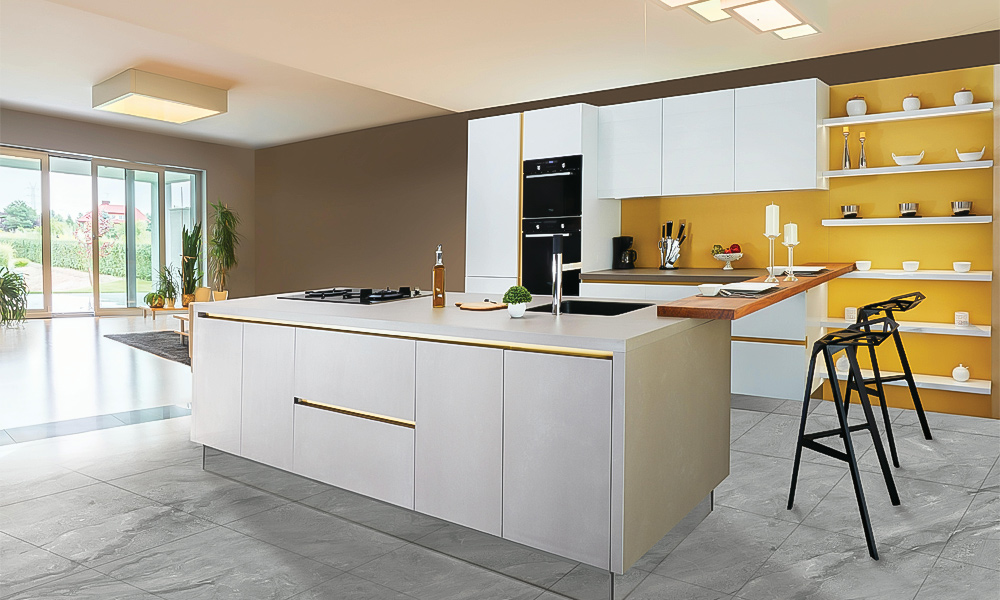 Kitchen Cabinet with Island Smooth Lacquer Finish Modern Style Cozy Layout Pull-Out Pantry System for Efficient Cooking Spaces