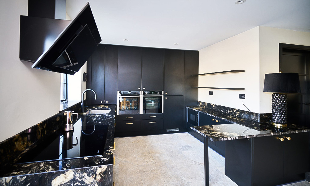 Modern Kitchen Cabinet Stylish Lacquer Finish Functional Layout with Soft-Close Hinges Designed for Home Kitchens