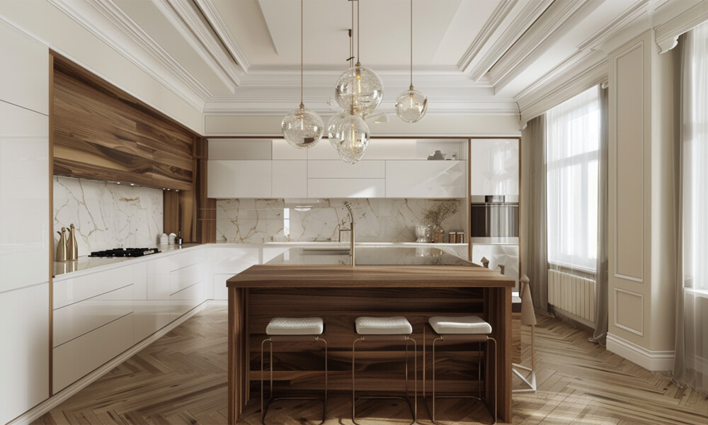 Kitchen Cabinets Adjustable Layout Modern Style White Lacquer Finish Eco-friendly Cupboard for Family-Friendly Kitchens
