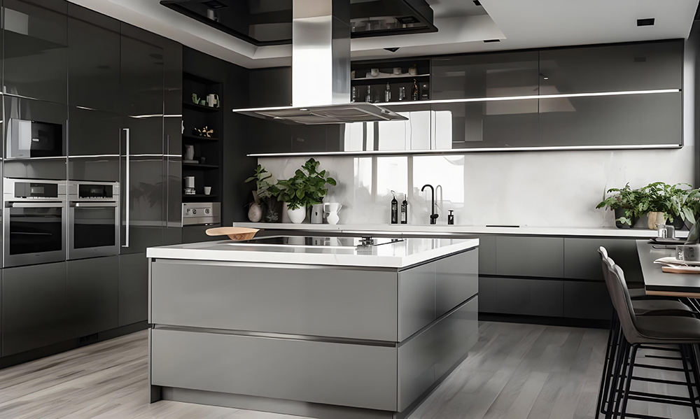 Modern Kitchen Cabinet Modular Cupboard Spacious Drawers Frameless Design with Adjustable Shelves Ideal for Home Space Living