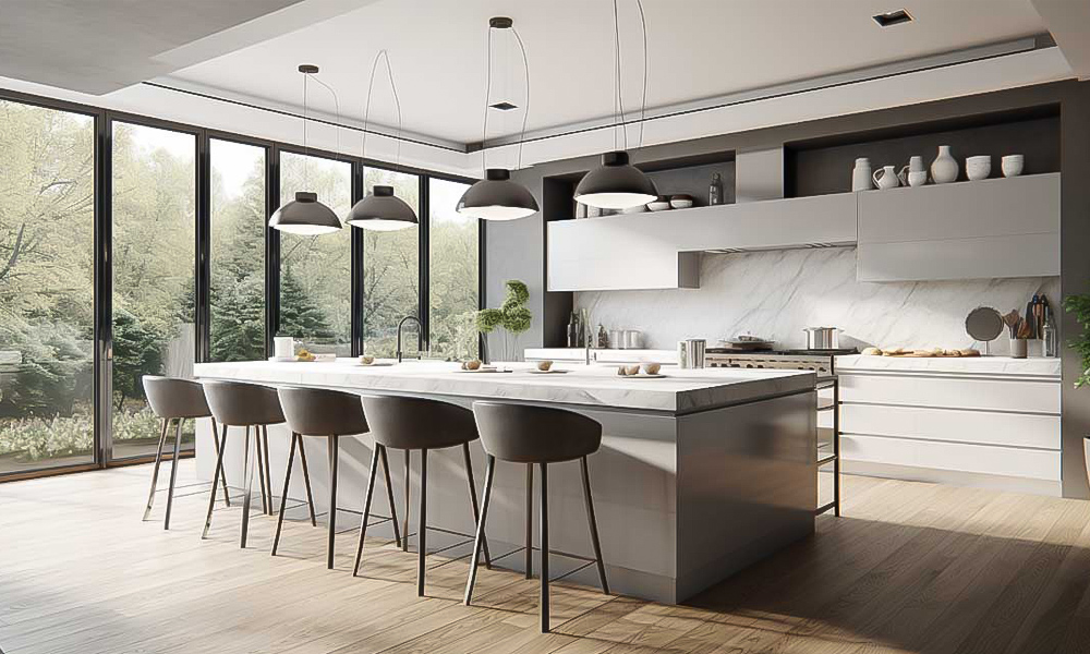 Kitchen Cabinet with Matte Lacquer Finish Minimalist Style Spacious Storage for Modern Apartment Kitchens