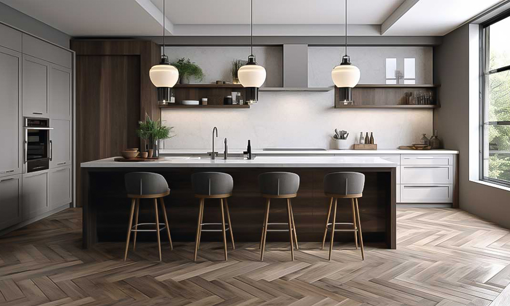 Kitchen Cabinet with Island Stylish Lacquer Finish Modern Style Reinforced Hinges for Urban Apartment Kitchens