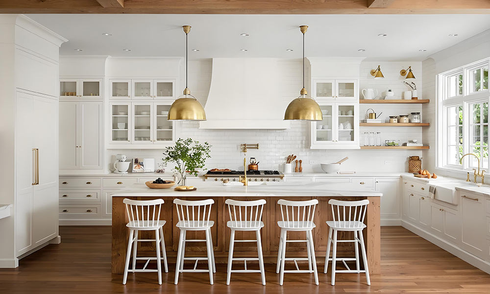 Modern Kitchen Cabinet with Polished Veneer Finish Space-saving Design No-Slam Drawers for Upscale Apartment Kitchens