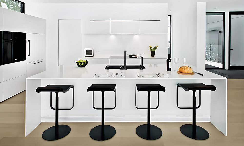 Kitchen Cabinet with Anti-Fingerprint Lacquer Finish Soft-Close Hidden Compartments for Home Streamlined Kitchens