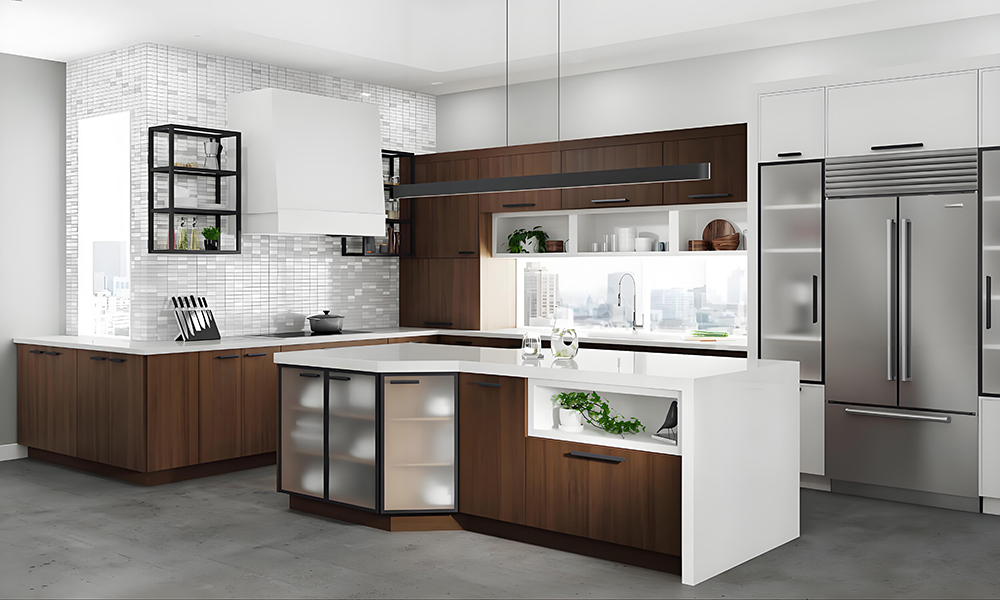Kitchen Cabinet with Veneer Finish Fingerprint Resistant Durable and Eco-friendly Adjustable Shelves for Home