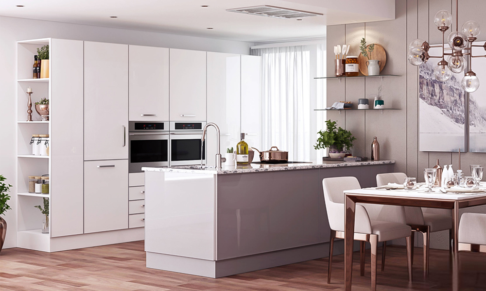 Kitchen Cabinet Modern Style Scratch-Resistant Lacquer Finish Smart Layout Pull-Out Cabinets for Clutter-Free Spaces
