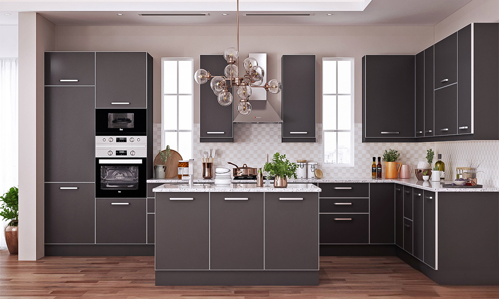 Kitchen Cabinet Modern Style Fingerprint-Resistant Lacquer Finish Sleek Look Sturdy Cabinets for Cozy Apartment Kitchens