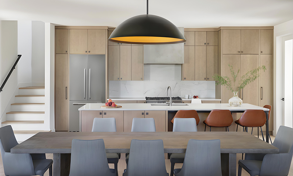 Modern Kitchen Cabinet Stain-Proof Veneer Finish Minimalist Design Eco-friendly Cupboard for Modern House Style