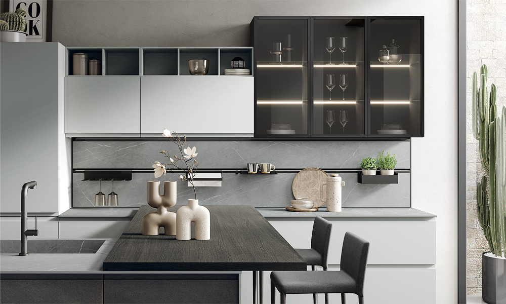 Kitchen Cabinet Modern Style Plywood Material Scratch-Proof Laminate Finish Spacious Storage Eco-friendly for Homes