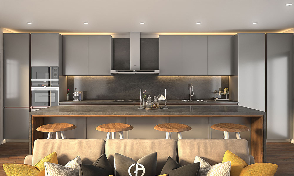 Modern Kitchen Cabinet Stylish Melamine Cabinets Featuring Antimicrobial Coating and Spacious Storage for Family Kitchens