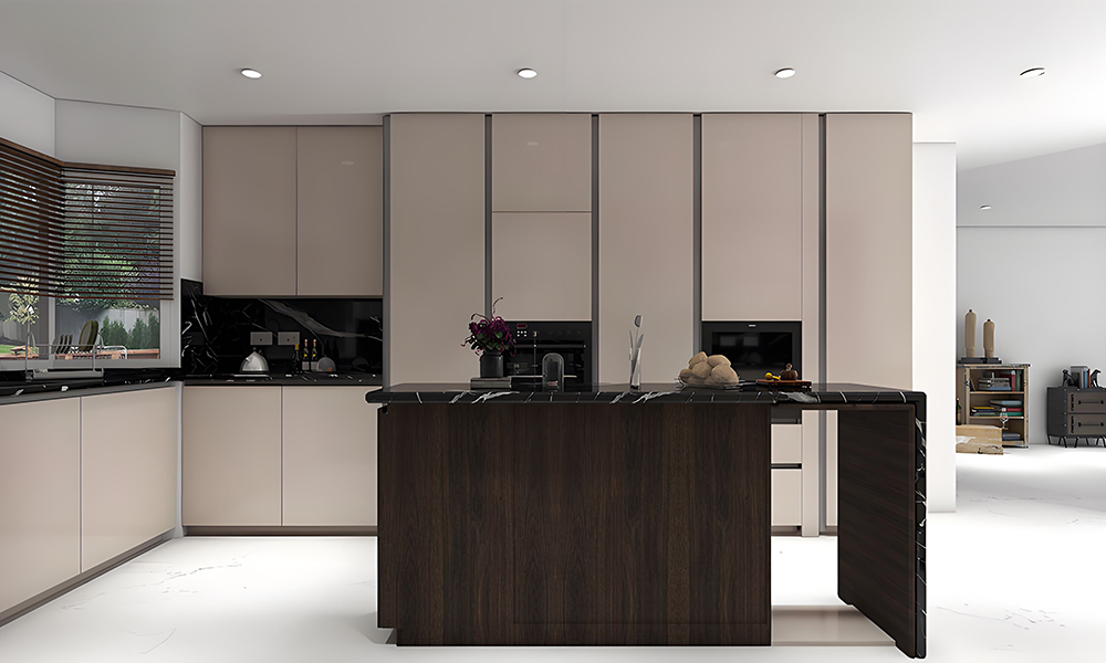 Kitchen Cabinet Ultra-Matte Lacquer Finish Scratch-Resistant Surface Functional Construction for Sleek Modern Designs