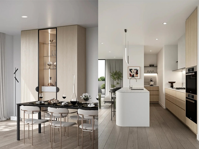 Project case image for the Alma Village apartment development in Australia. The image showcases a modern kitchen with sleek cabinetry, high-quality finishes, and integrated appliances. The clean lines, neutral tones, and functional layout create a stylish and efficient cooking space that complements the contemporary design of the apartment.