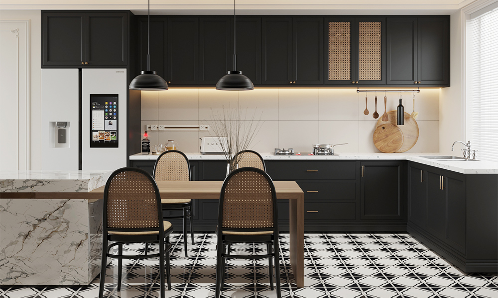 Kitchen Cabinet Matte Lacquer Finish Elegant Style Modern Deisgn for Minimalist Kitchen Spaces