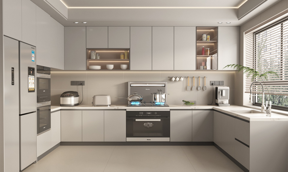 Kitchen Cabinet Smooth Lacquer Surfaces Elegant Style Adjustable Shelves for Contemporary Homes