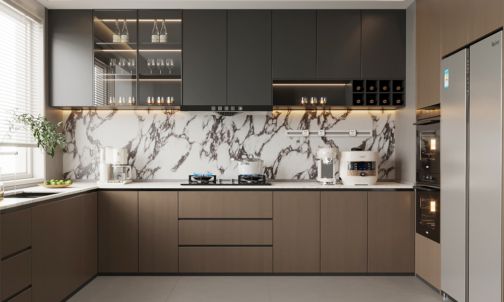 Kitchen Cabinet Elegant Style Smooth Lacquer Finish Adjustable Shelves for Modern Kitchens